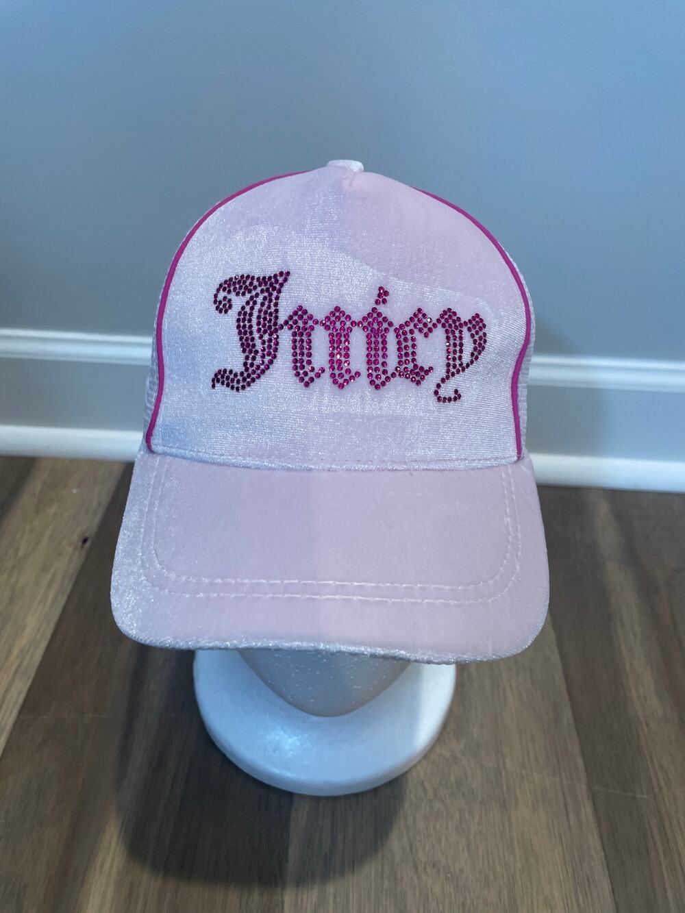 Juicy Couture Kids Pink Rhinestone Logo Baseball Cap Adjustable Strap